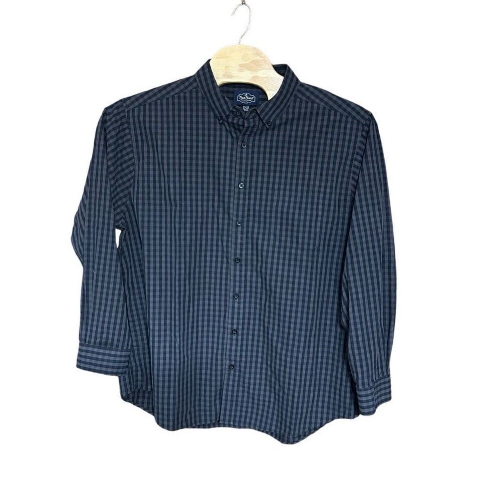 Nat Nast 2XLB Grey Black Plaid Long sleeve Cotton